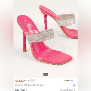 Brand New Open Toe PVC strap Slip on Heels SHEIN size 11